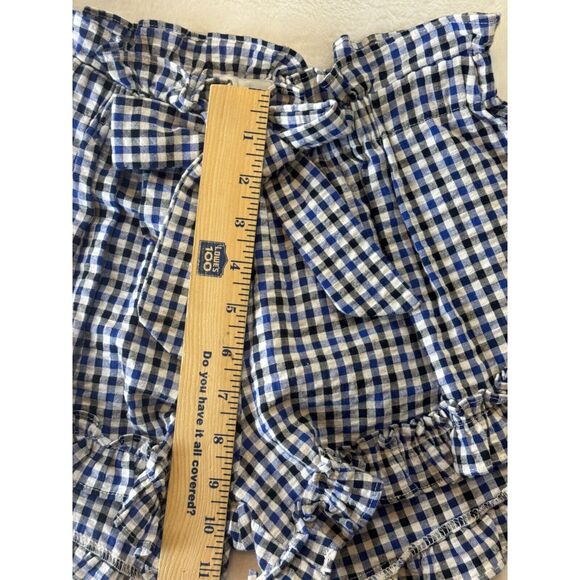 Misa Los Angeles Lynn Shorts Womens XS Blue Multi Check Ruffle Bow Elastic Waist - Picture 11 of 14
